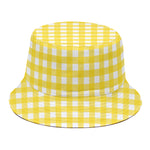 Yellow And White Check Pattern Print Bucket Hat