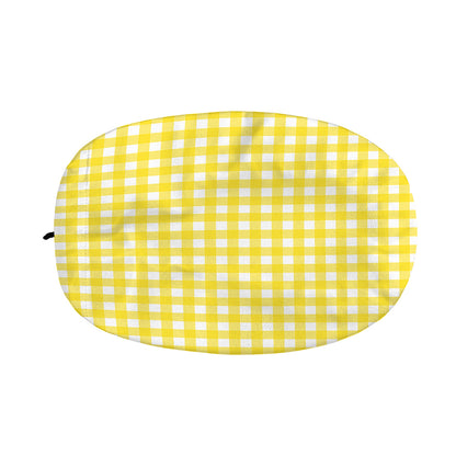 Yellow And White Check Pattern Print Car Side Mirror Covers