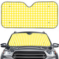 Yellow And White Check Pattern Print Car Windshield Sun Shade