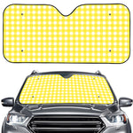 Yellow And White Check Pattern Print Car Windshield Sun Shade