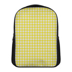 Yellow And White Check Pattern Print Casual Backpack