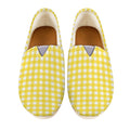 Yellow And White Check Pattern Print Casual Shoes