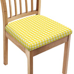 Yellow And White Check Pattern Print Chair Cushion Cover