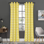 Yellow And White Check Pattern Print Curtain