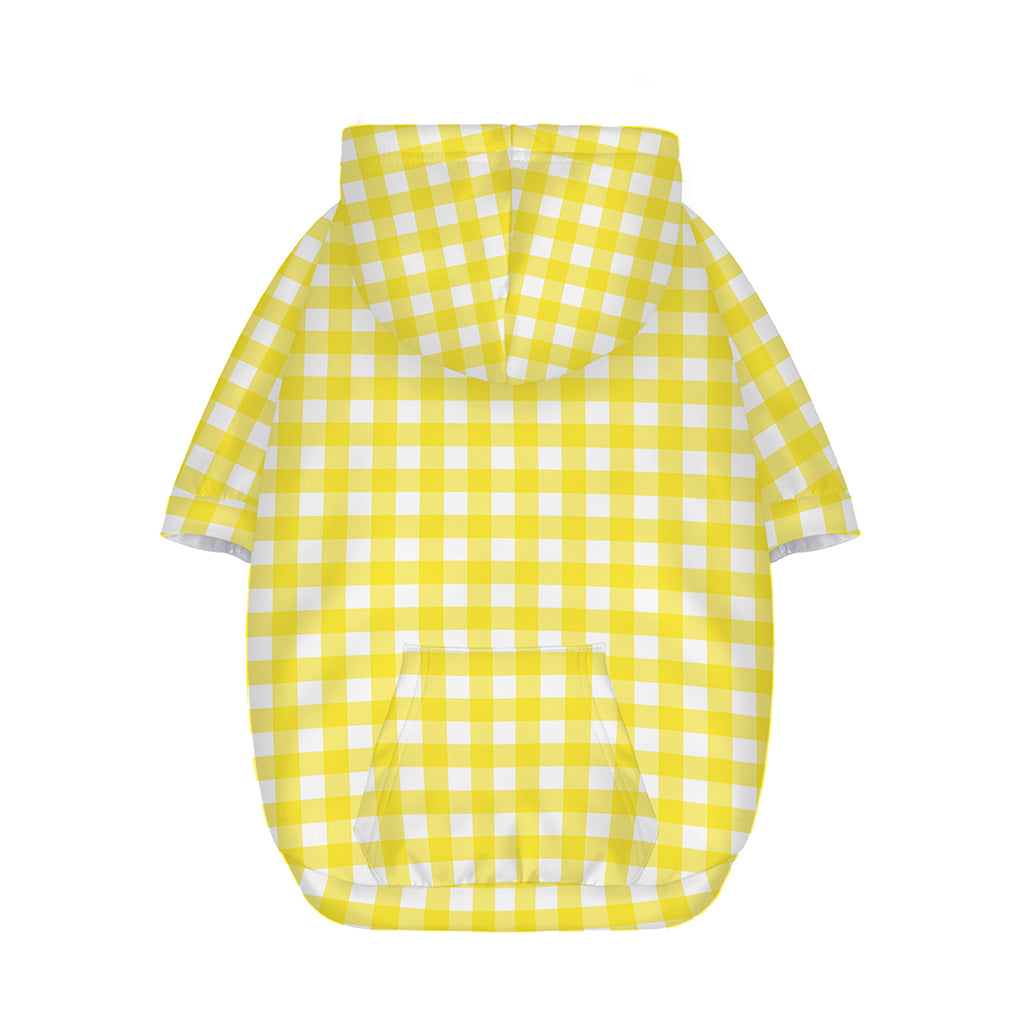 Yellow And White Check Pattern Print Dog Zip Up Hoodie
