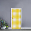 Yellow And White Check Pattern Print Door Sticker