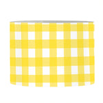 Yellow And White Check Pattern Print Drum Lamp Shade