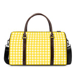 Yellow And White Check Pattern Print Duffle Bag