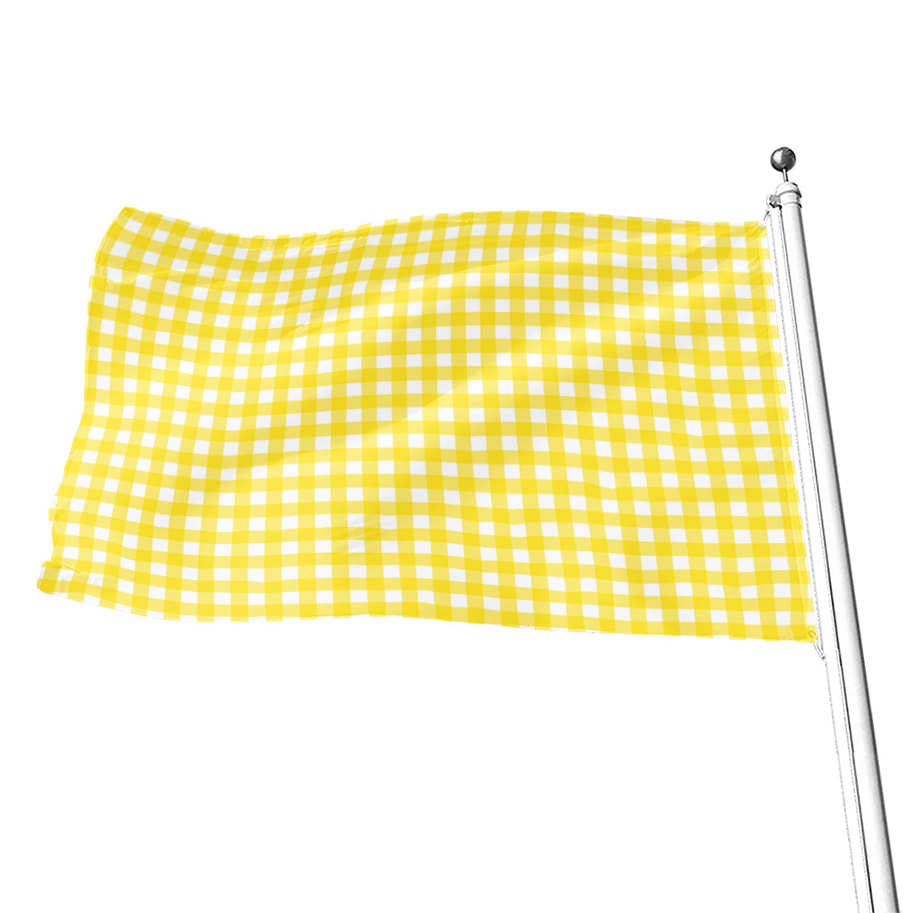 Yellow And White Check Pattern Print Flag