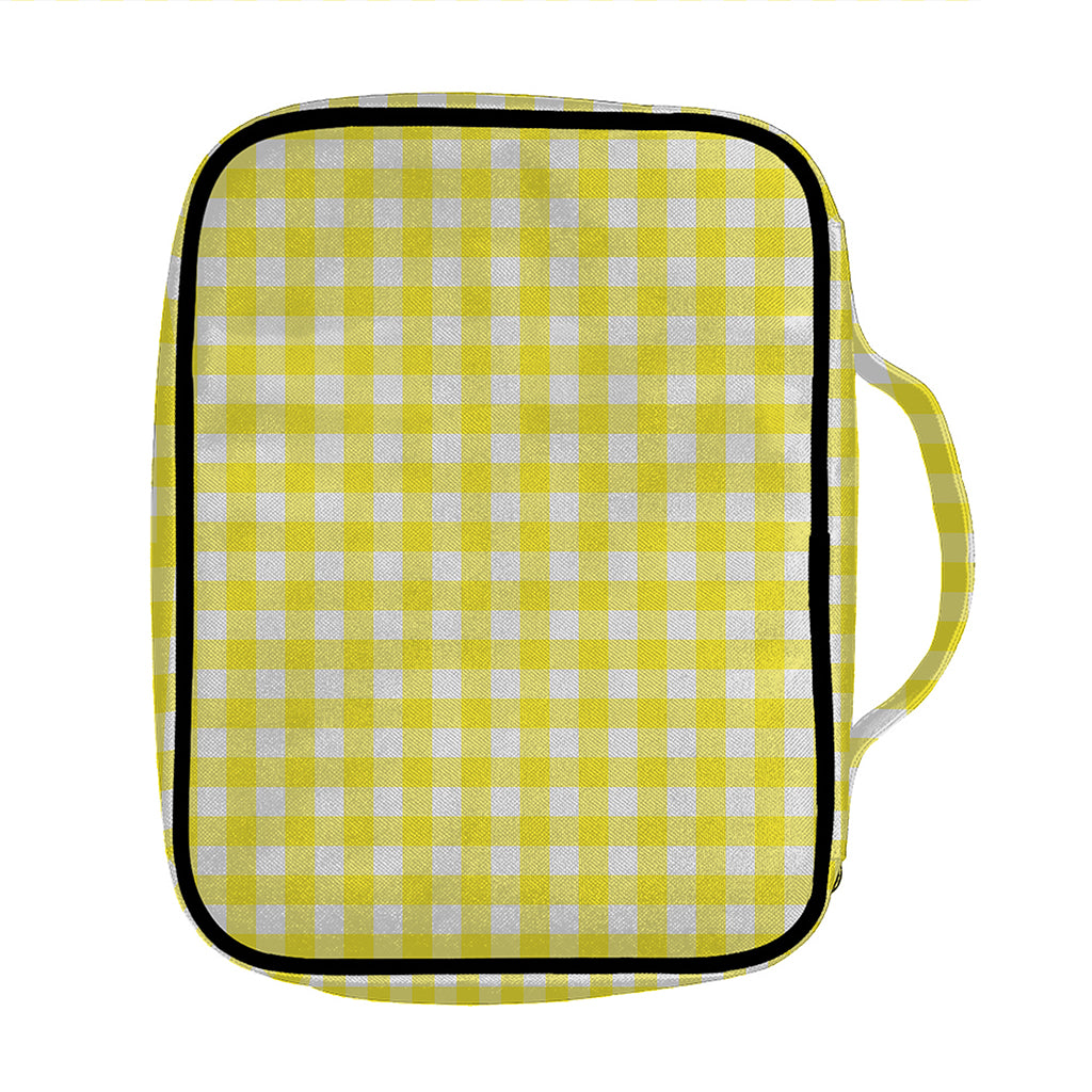 Yellow And White Check Pattern Print Front Pocket Bible Bag