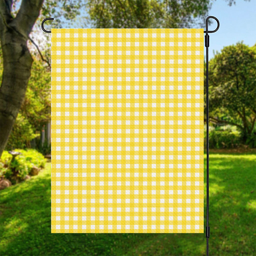 Yellow And White Check Pattern Print Garden Flag