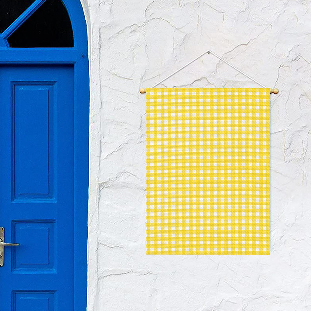 Yellow And White Check Pattern Print Garden Flag
