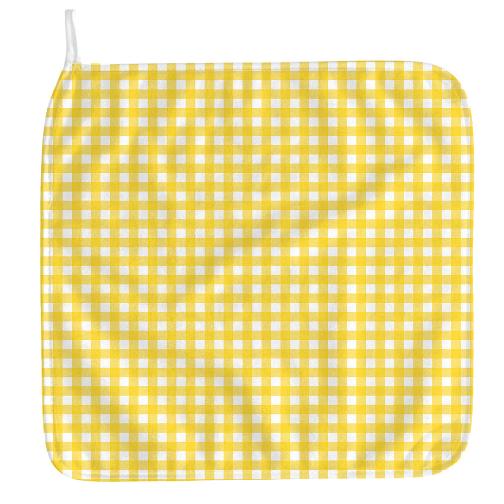 Yellow And White Check Pattern Print Hand Towel