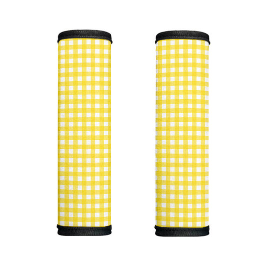 Yellow And White Check Pattern Print Handle Covers