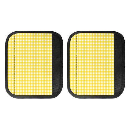 Yellow And White Check Pattern Print Handle Covers
