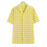 Yellow And White Check Pattern Print Hawaiian Shirt