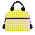 Yellow And White Check Pattern Print Insulated Lunch Bag