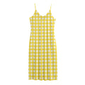Yellow And White Check Pattern Print Jersey Midi Cami Dress