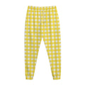 Yellow And White Check Pattern Print Jogger Pants