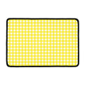 Yellow And White Check Pattern Print Kitchen Mat