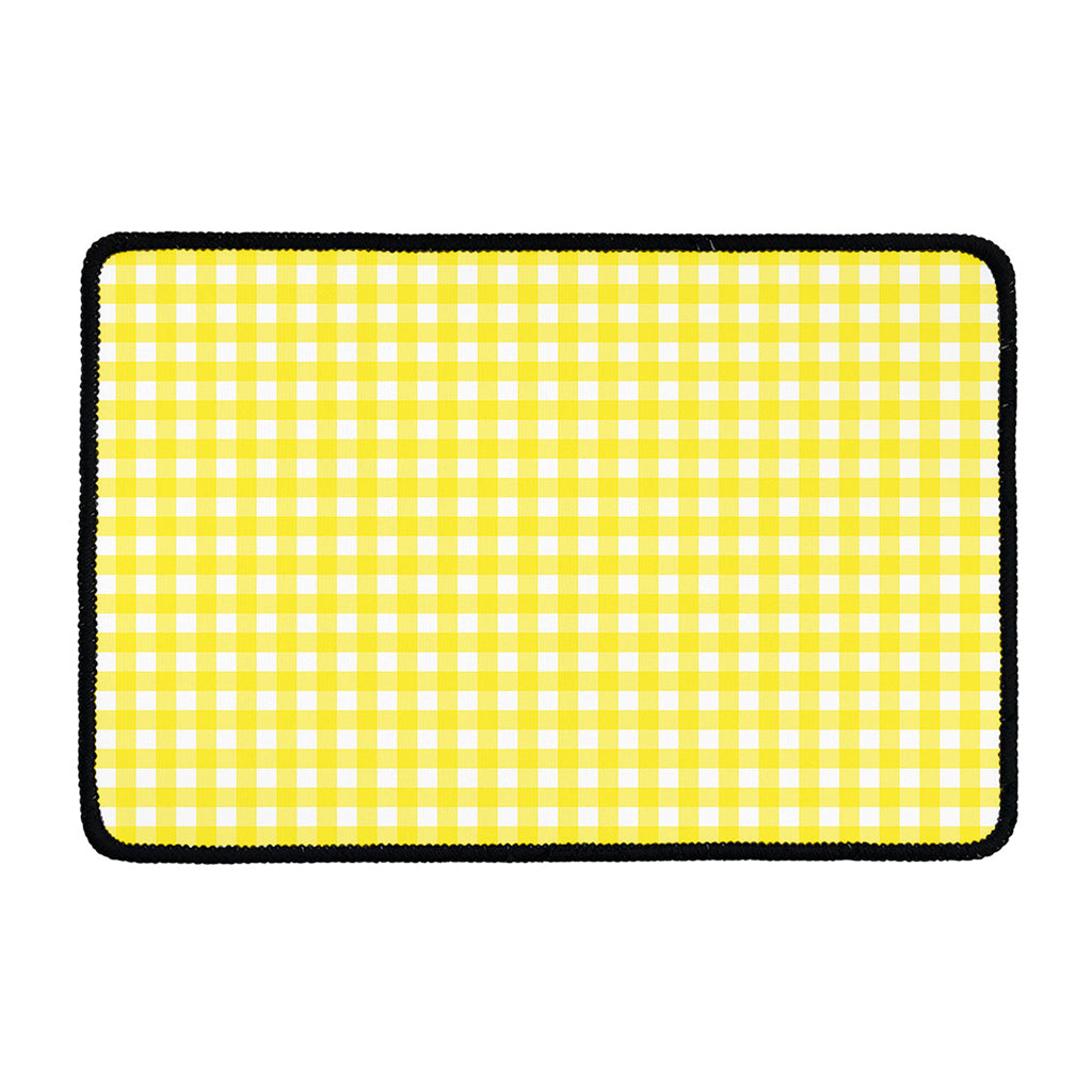 Yellow And White Check Pattern Print Kitchen Mat