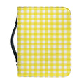 Yellow And White Check Pattern Print Leather Bible Cover