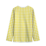 Yellow And White Check Pattern Print Long Sleeve Short Coat