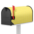 Yellow And White Check Pattern Print Mailbox Cover