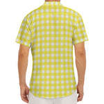 Yellow And White Check Pattern Print Men's Deep V-Neck Shirt