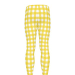 Yellow And White Check Pattern Print Men's leggings