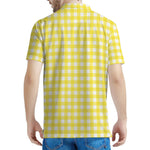 Yellow And White Check Pattern Print Men's Polo Shirt