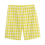 Yellow And White Check Pattern Print Men's Sports Shorts
