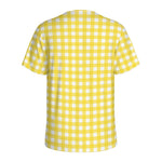 Yellow And White Check Pattern Print Men's Sports T-Shirt