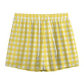 Yellow And White Check Pattern Print Mesh Shorts
