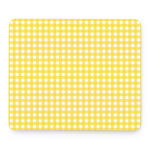 Yellow And White Check Pattern Print Mouse Pad
