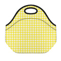 Yellow And White Check Pattern Print Neoprene Lunch Bag