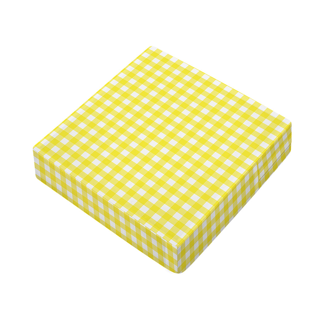 Yellow And White Check Pattern Print Outdoor Seat Cushion Cover