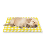 Yellow And White Check Pattern Print Pet Cooling Mat Cover