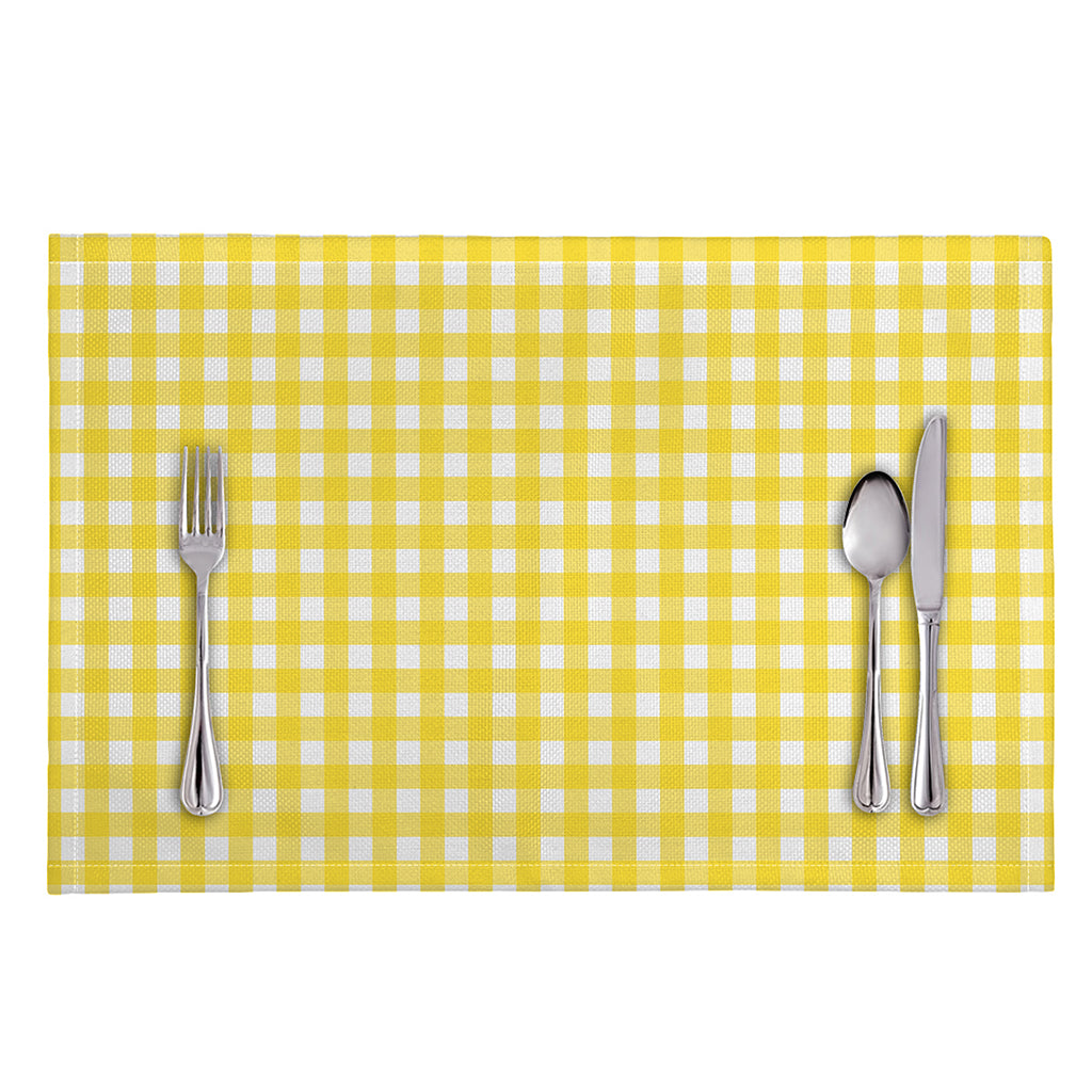 Yellow And White Check Pattern Print Placemat