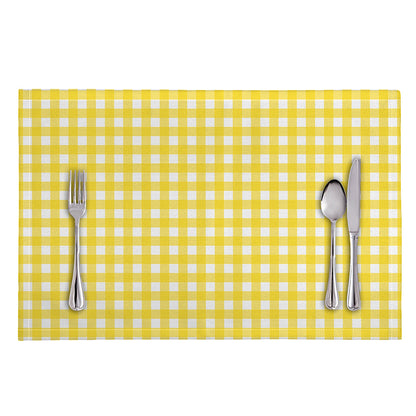 Yellow And White Check Pattern Print Placemat
