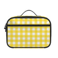 Yellow And White Check Pattern Print Portable Lunch Bag