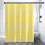 Yellow And White Check Pattern Print Premium Shower Curtain
