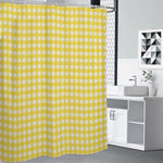 Yellow And White Check Pattern Print Premium Shower Curtain