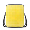 Yellow And White Check Pattern Print Rectangular Crossbody Bag