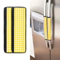 Yellow And White Check Pattern Print Refrigerator Handle Covers