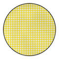 Yellow And White Check Pattern Print Round Floor Mat