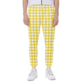 Yellow And White Check Pattern Print Joggers