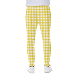 Yellow And White Check Pattern Print Scuba Joggers