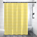 Yellow And White Check Pattern Print Shower Curtain