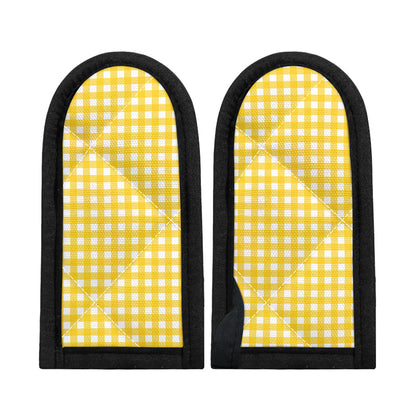 Yellow And White Check Pattern Print Skillet Handle Cover